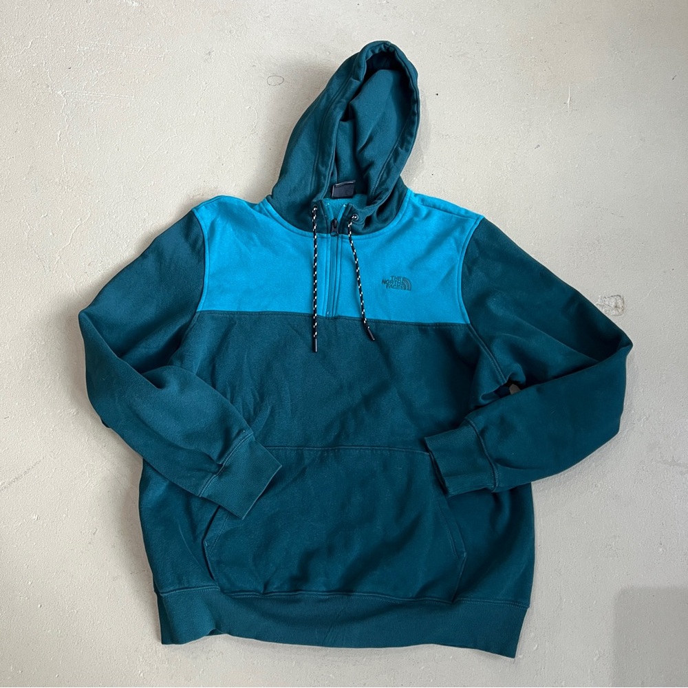 North face teal quarter zip hoodie